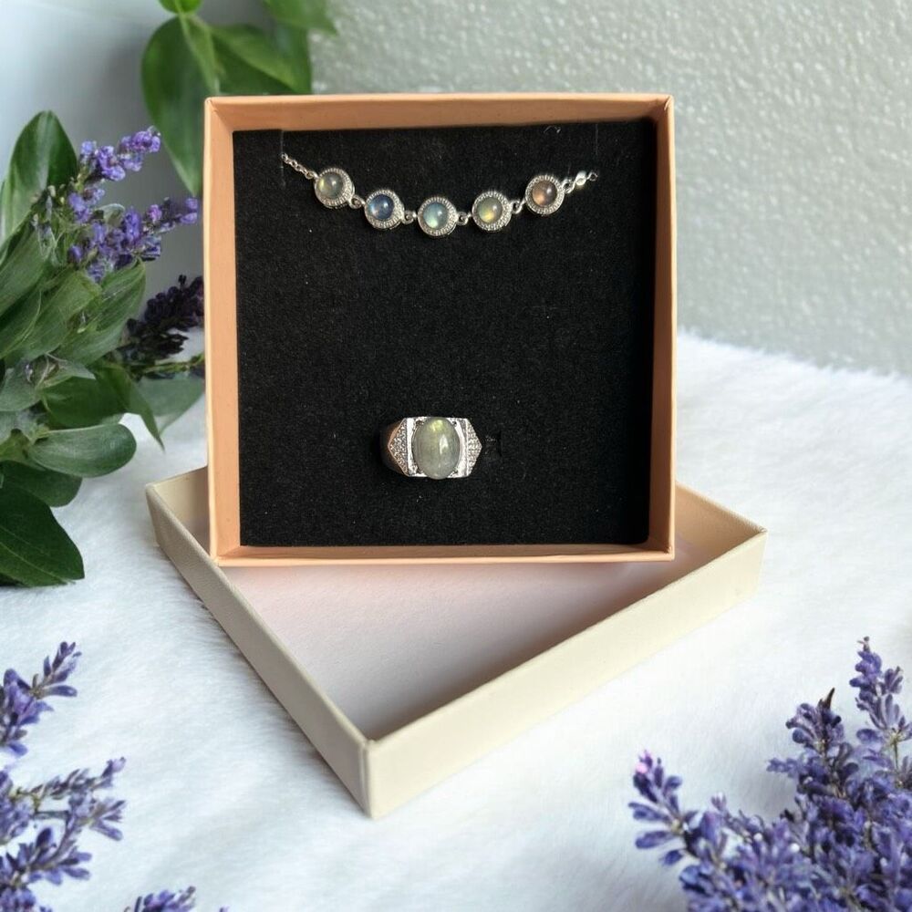 Labradorite‎ Jewelry Bracelet and Ring Set